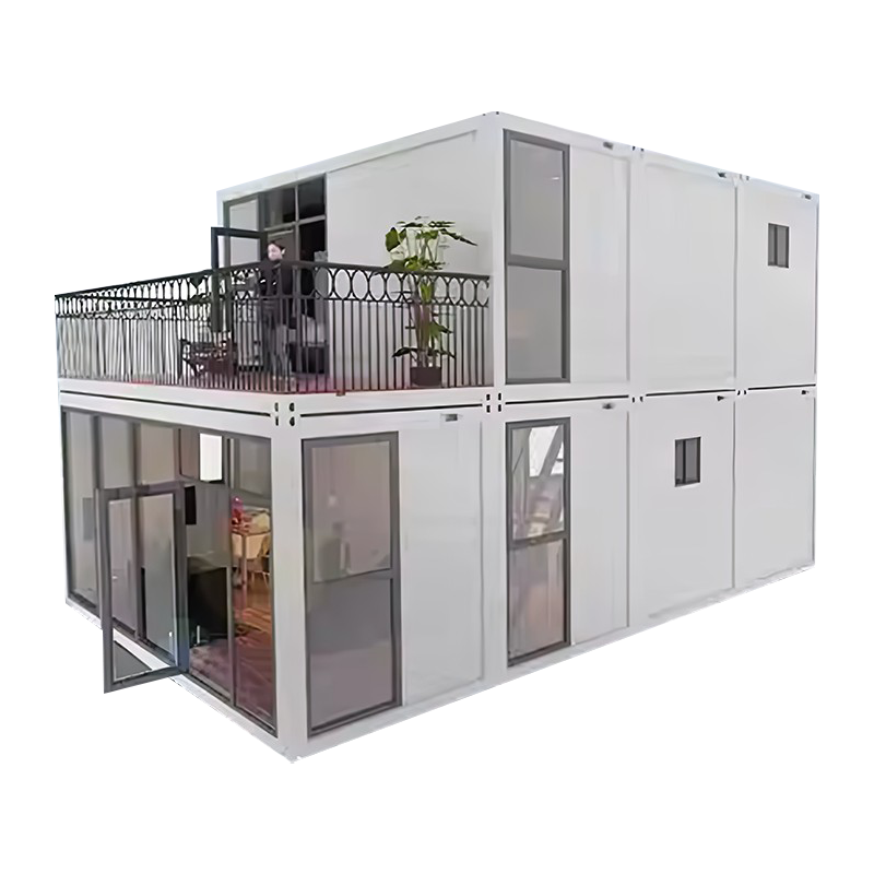 Dwupiętrowy szklany dom kontenerowy